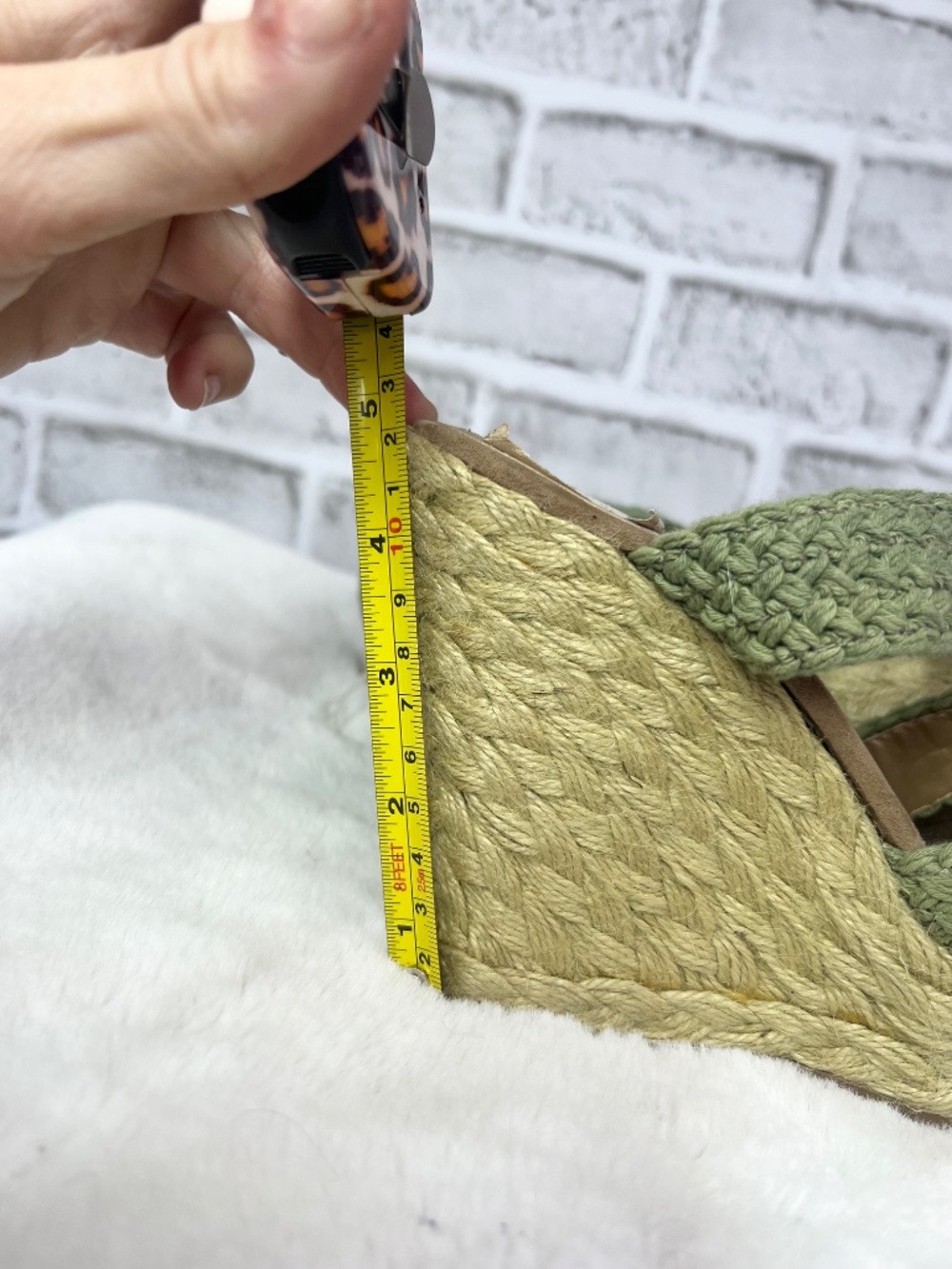 NWT🤩 |•NINE WEST•| Olive Green Crochet Espadrille Wedge Sandals Women’s Size 7 - Picture 11 of 14